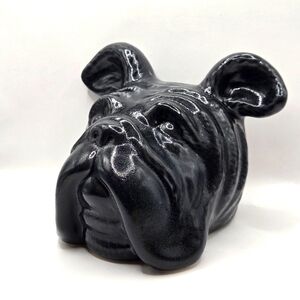 Bulldog Head Bust 1 Book End Porcelain Figurine Decor Ceramic Art Van Design 6"H
